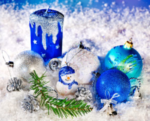 candles and ornaments with glitter